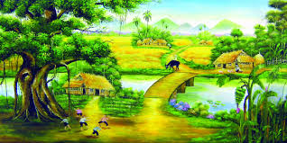Tranh phong cảnh quê hương ở làng quê Việt